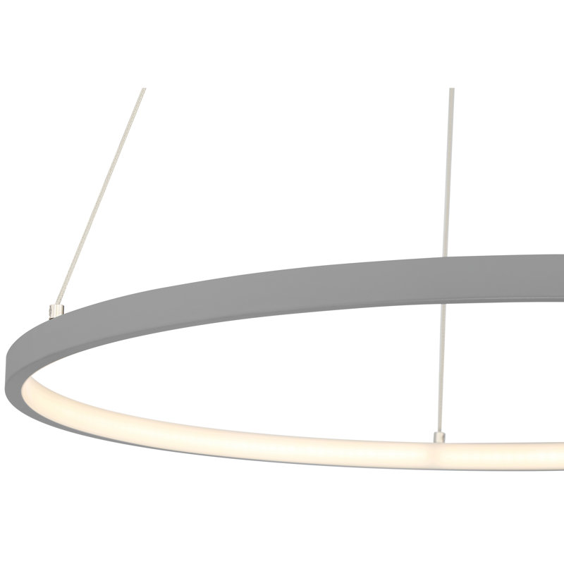 Boyu 1 - Light LED Unique/Statement Pendant, Grey, 0.75" H x 15.75" W x 15.75" D