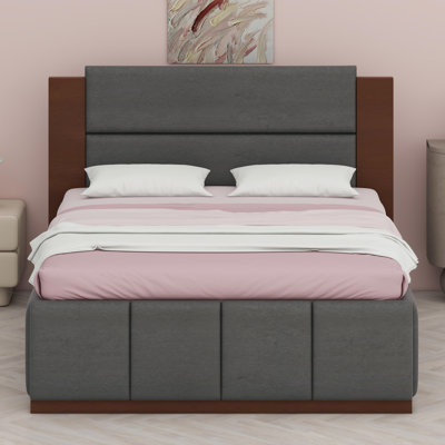 Base de lit plateforme moderne avec tête de lit en bois allongée et base élégante