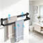 Porte-serviettes double en acier inoxydable pour salle de bain, porte-serviettes mural avec capacité de rangement accrue, accessoire de quincaillerie de salle de bain noir mat durable-1959385690
