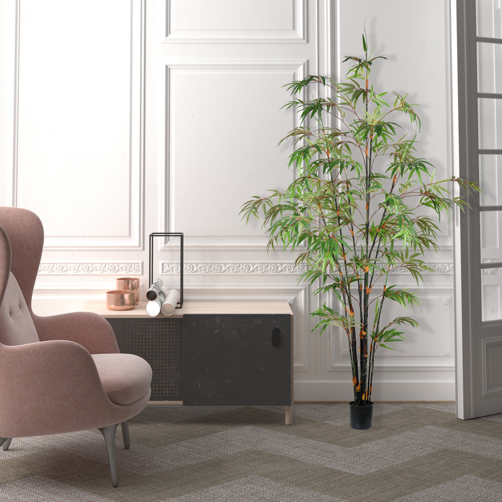96" Bamboo Tree in Pot, 72" H x 25" W x 25" D