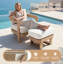 Chaise et repose-pieds en aluminium sans assemblage, finition aspect bois: 0% déforestation, 100% âme de bois