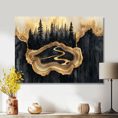 Forest River Of Black Onyx Crystal IV - Forest Print On Metal