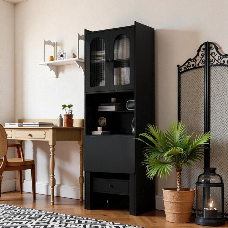 Bureau d'écriture convertible pliable multifonctionnel avec tablette et tiroir