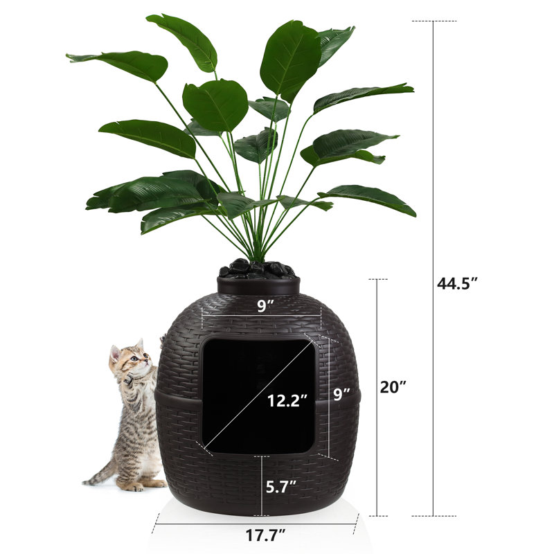 Enceinte de litière cachée avec pot à fleurs Damase, Brun