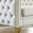 Button Tufted Velvet Loveseat Sofa, 2-Seater Modern Square Arm Couch with Metal Legs, Upholstered Furniture for Living Room Guest Bedroom-1978038975