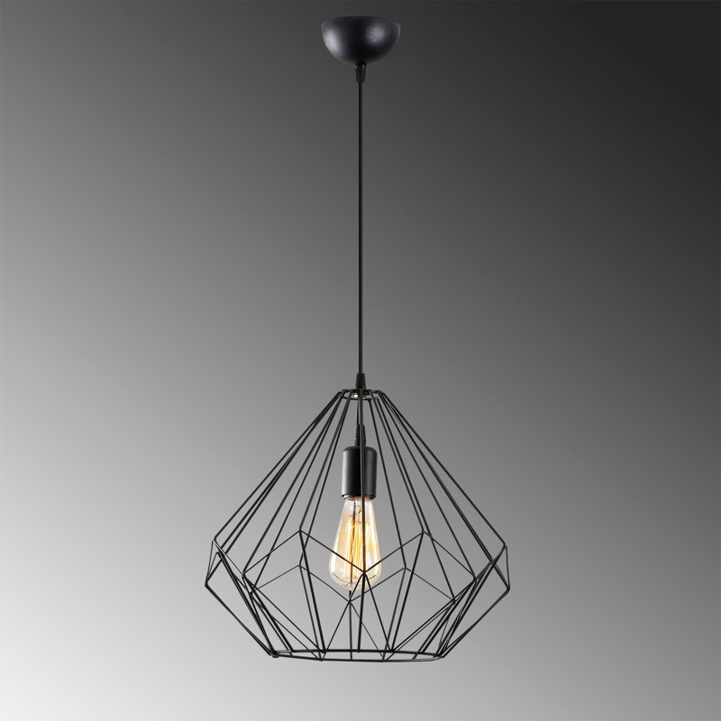 Lustre noir élégant avec hauteur réglable, 14,6 po de diamètre x 50,8 po de hauteur | Corps en fer durable, douille E27 (40 W maximum) | Luminaire moderne pour salle à manger, salon et vestibule, classé IP20