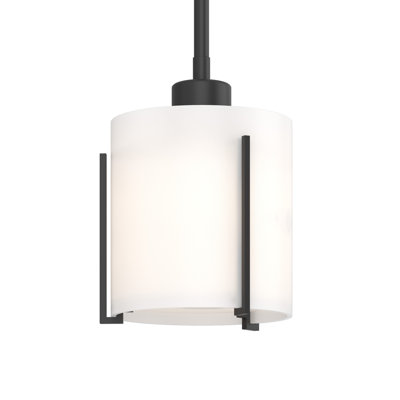 Luminaire suspendu cylindrique à 1 lumière avec abat-jour opale Exos