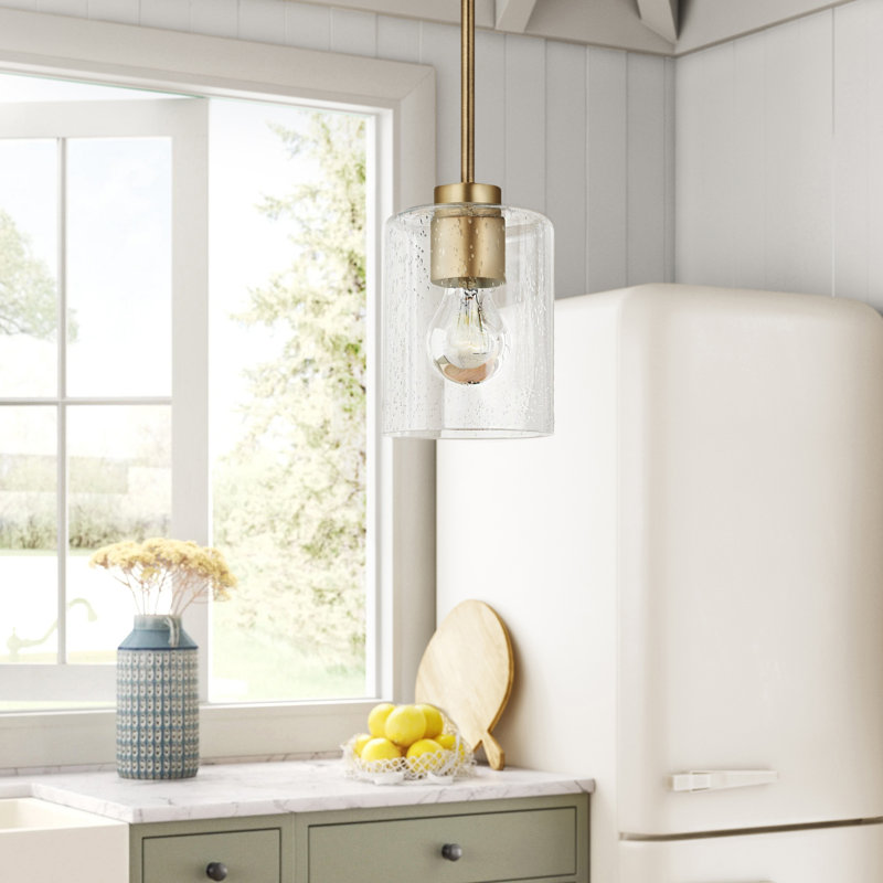 Luminaire suspendu cylindrique à 1 lumière Babson, Laiton vieilli