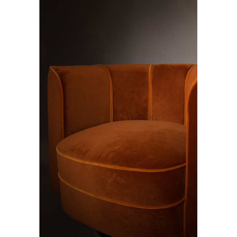 Flower Swivel Barrel Chair, Orange Velvet