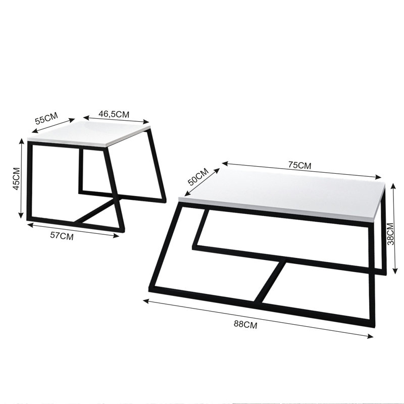 Muarem 2 - Piece Living Room Table Set, White