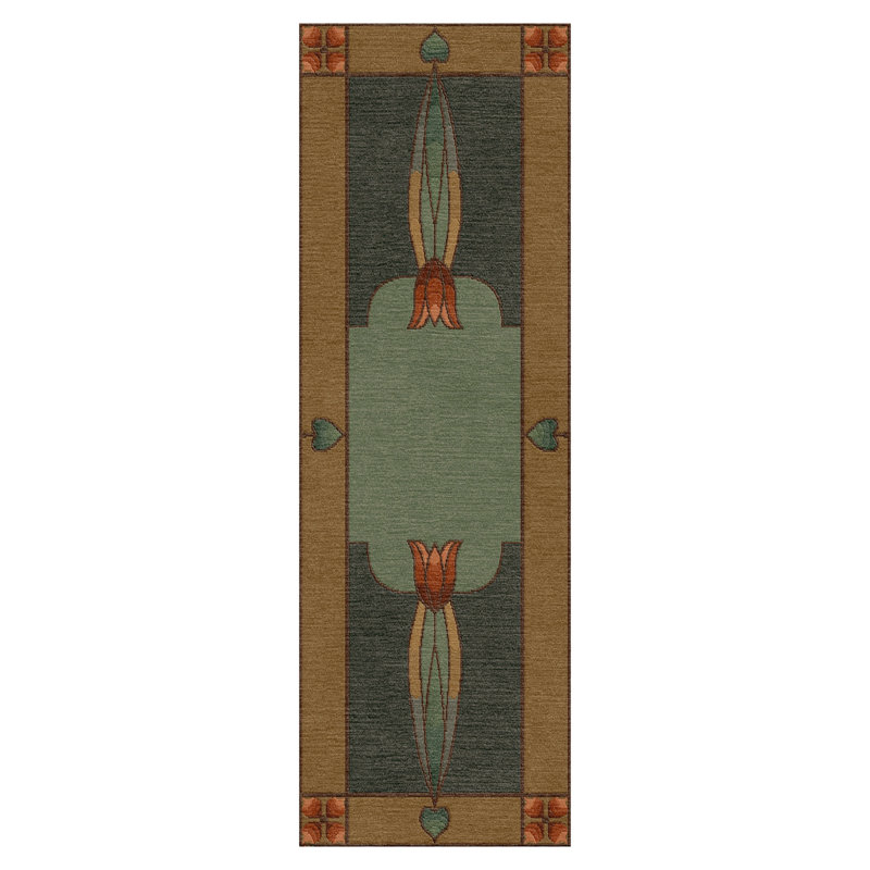 Monterey Mist Hand Knotted Wool Floral Area Rug, Runner 2'9" x 12'