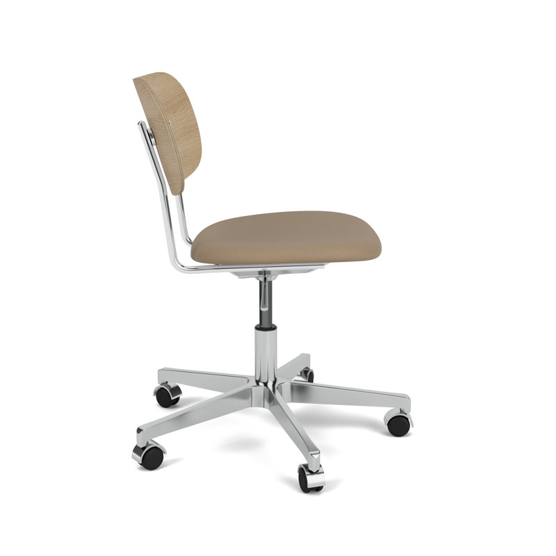 Co Leather Task Chair, Stone, Natural Oak/Silver