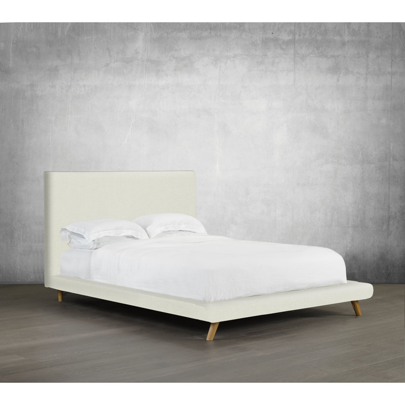 Lit plateforme tapissier Brownell, Grand, Blanc cassé
