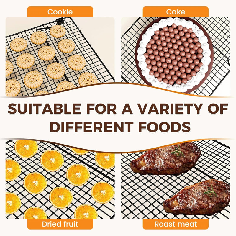 Ensemble de 3 grilles de refroidissement pliables - Grandes plaques de cuisson antiadhésives de 16,8 po x 10,9 po pour biscuits, pain et gâteaux
