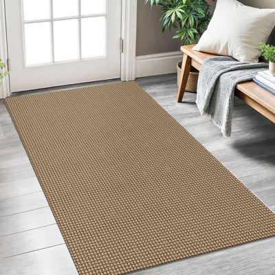 Boho Rugs For Entryway 3X5 Ft Washable Area Rug Non Slip Rubber Backed Entry Rug Woven Indoor Door Mat Cotton Kitchen Rugs Floor Carpet For Entryway, Foyer, Backdoor, Tan/Orange/Brown
