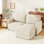 Modern Corduroy 2 Seater Sofa with Ottoman