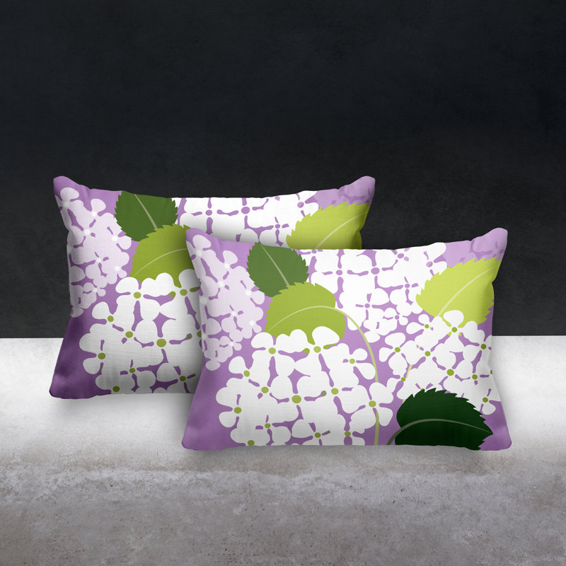 Floral Outdoor Reversible Throw Pillow, Purple