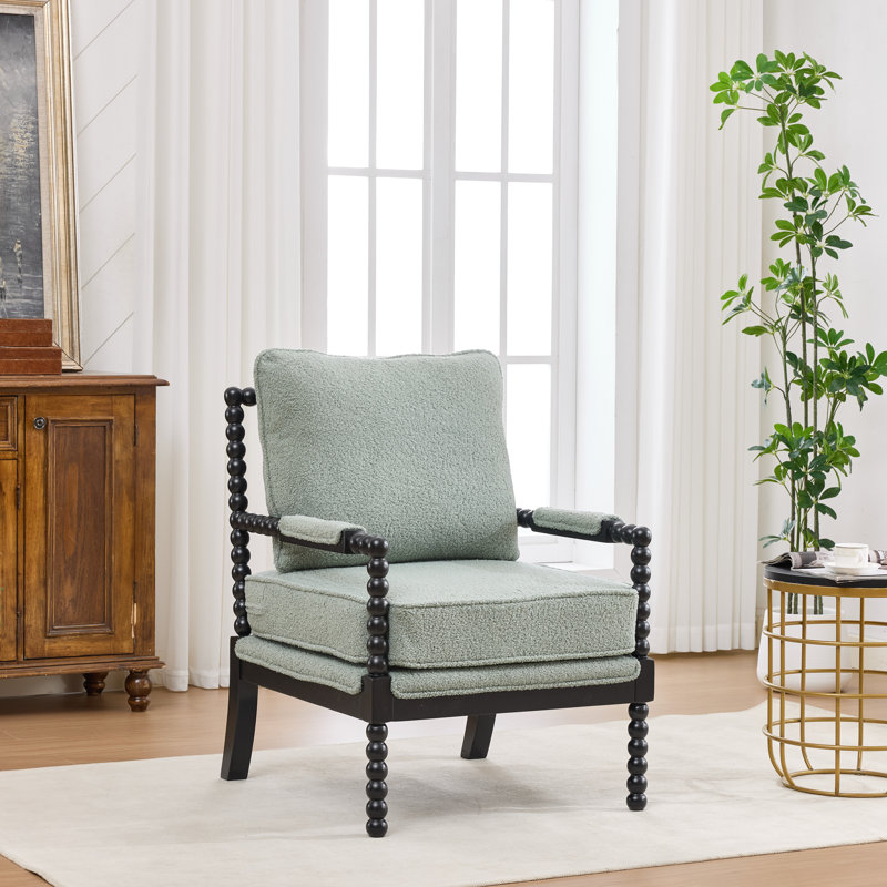 Chaise d'appoint avec cadre en bois tourné et solide, Vert