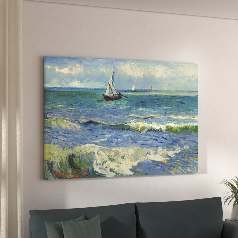 Paysage marin près des Saintes Maries de la mer par Vincent van Gogh - reproduction d'art, H 40 po x l 60 po x P 1,5 po