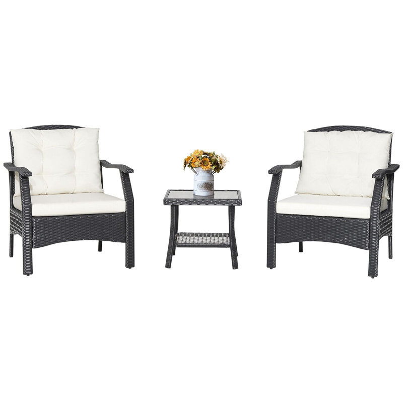 3 PCS Outdoor Furniture Set Modern Patio Bistro Conversation Set