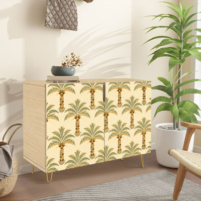 Buffet Buffet avec rangement Tropical Palm Tree Vintage Botanical avec 2 portes pour le salon et la cuisine