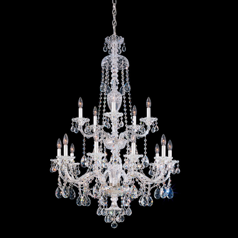 Sterling 15 - Light Glass Chandelier, Silver, Spectra Crystal Clear