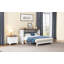 Commode pour lit escamotable en pin massif avec station de charge et grand tiroir de rangement pour bureau à domicile ou petite pièce, blanc et noyer-1220963375