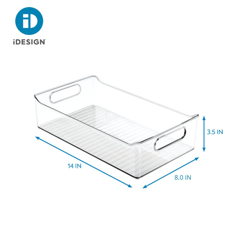 iDesign Recycled Plastic Pantry Storage Organizer Bin with Handles, Set of 2, Clear Bins