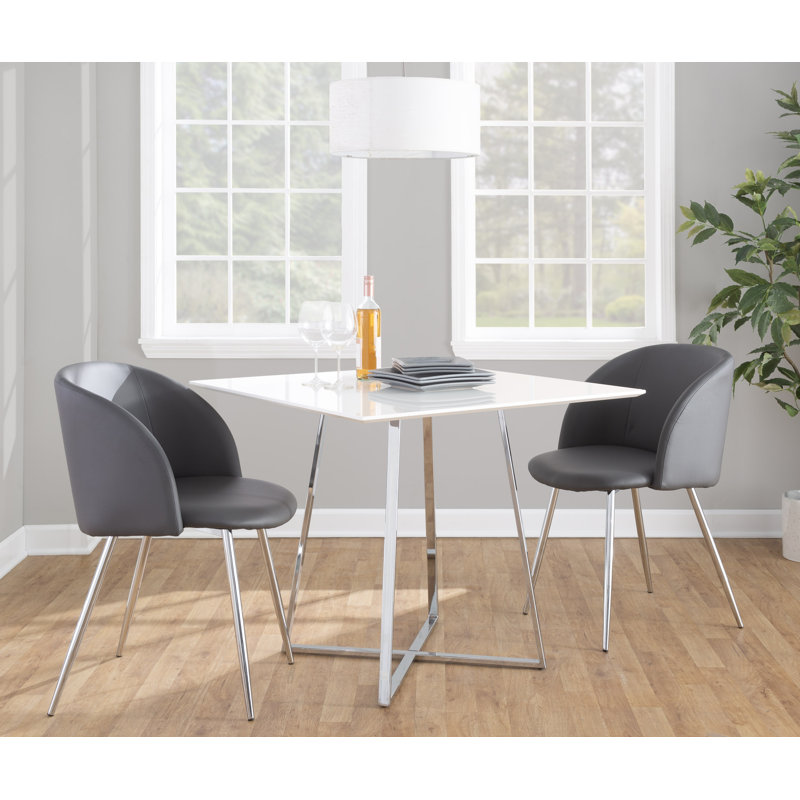 Terrence 18.5" Faux Leather Upholstered Parsons Chairs, Gray