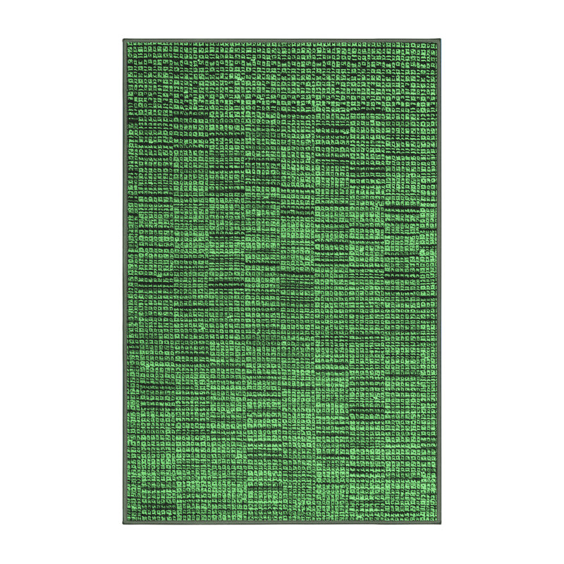 Tapis abstrait vert émeraude 4626 lavable à la machine, Rectangle 8 pi x 10 pi