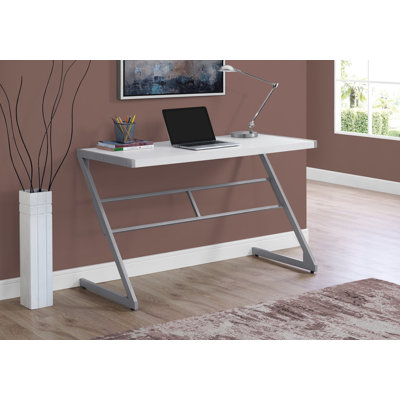 Bureau d'ordinateur, bureau personnel, ordinateur portable, L 48 po, travail, métal, stratifié, brun, gris, contemporain, moderne