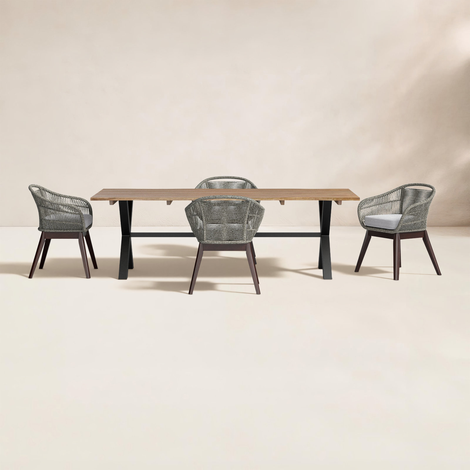 Eloisa 94.5'' Rectangular Outdoor Dining Set with Cushions, 4