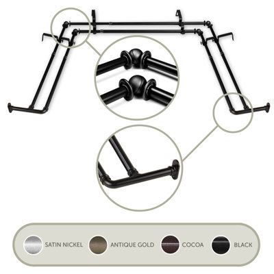 Alecs Adjustable Bay Window Double Curtain Rod