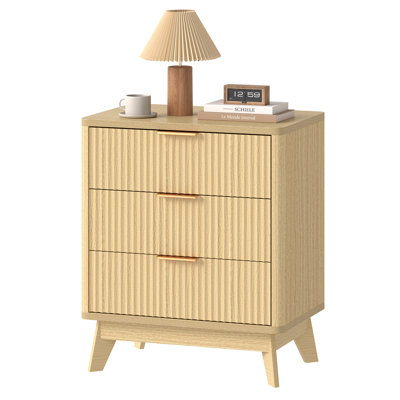 Modern Wooden Nightstand With Charging Station & Drawer