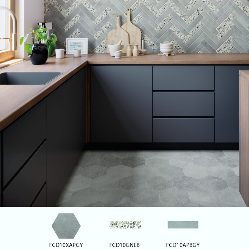 Atlas Brick 2-3/8 In. X 9-3/4 In. Porcelain Floor And Wall Tile, Gray