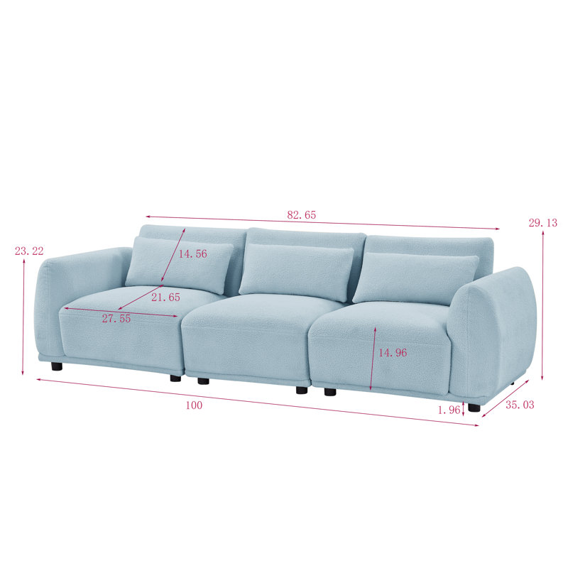 Canapé modulaire à accoudoirs arrondis 100 po Oumy, Gris laine