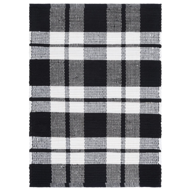 Montauk 182 Hand Woven 80% Paper Chindi; 20% Cotton Machine Washable Plaid Rug, Rectangle 4' x 6'