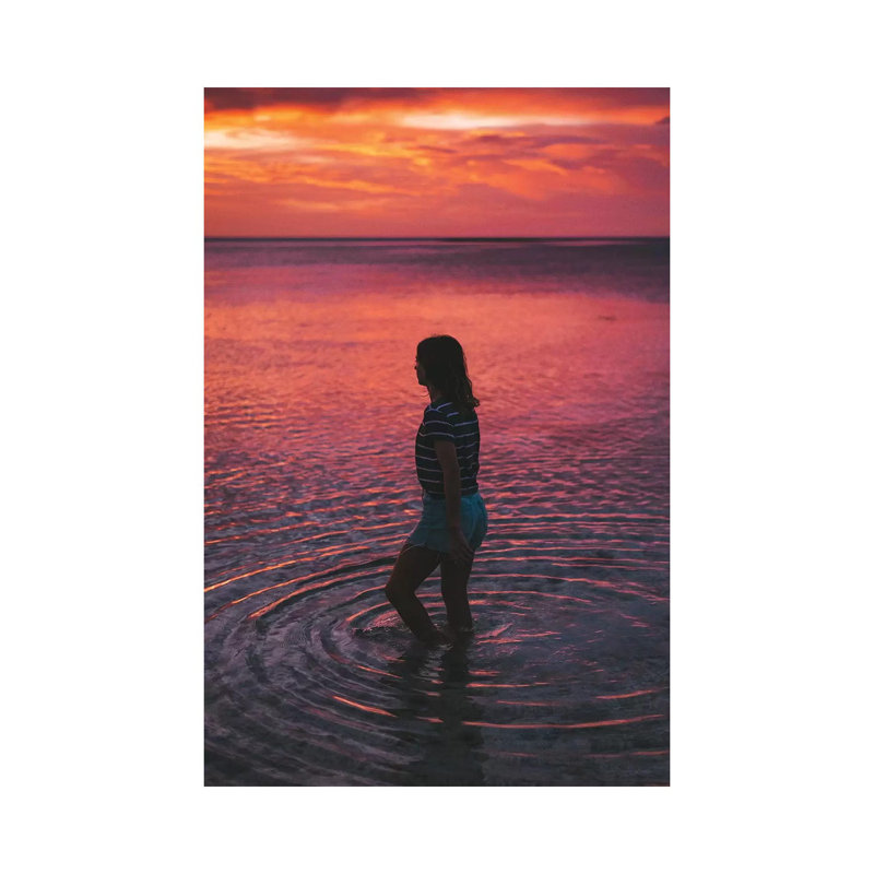 Sunset Girl Ocean Ripples by James Vodicka - Wrapped Canvas Gallery-Wrapped Canvas Giclée, 66.04 cm H x 45.72 cm W
