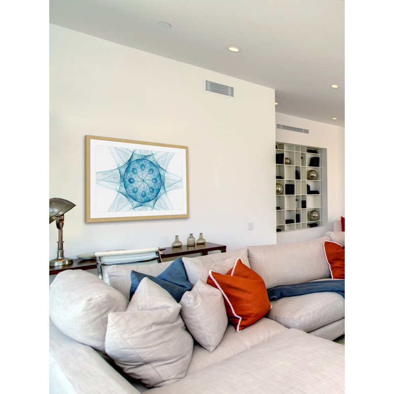 Blue Abstract Print on Canvas with Natural Frame