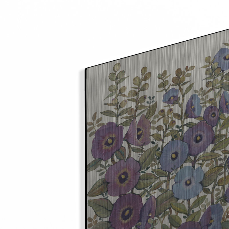 Art mural en métal «Hollyhocks in Bloom I» par Tim O'Toole, H 16 po x l 12 po