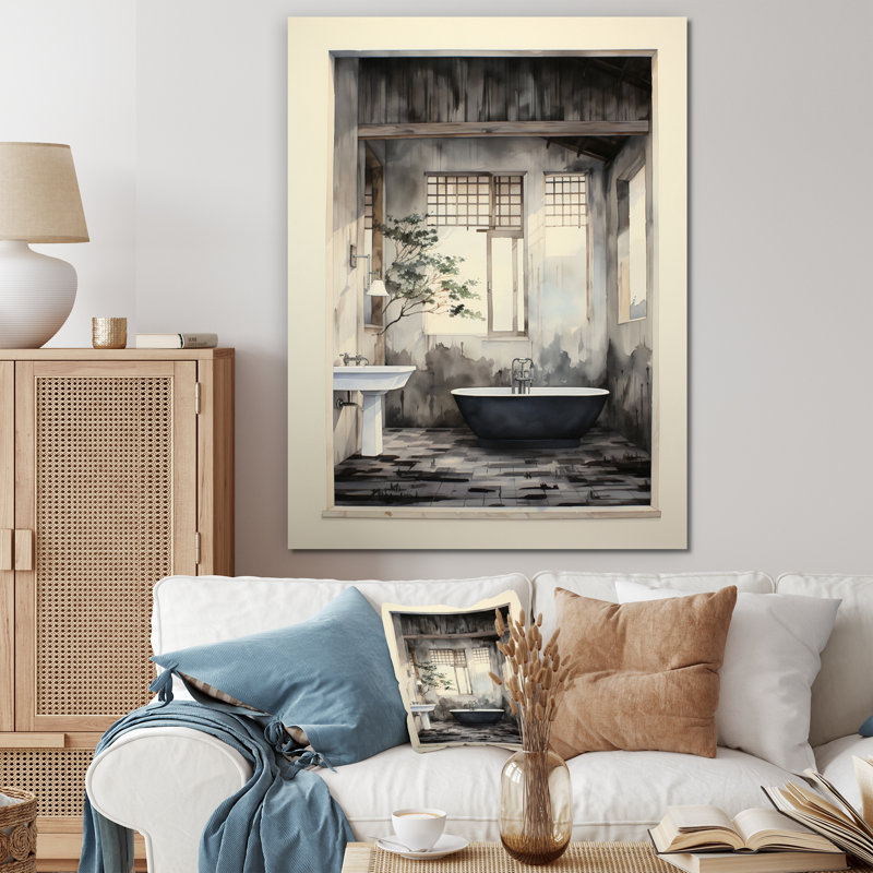 Ballindam Bathroom Contemporary Zen IV, reproduction d'art sur toile, Toile tendue, H 44 po x l 34 po x P 1,5 po
