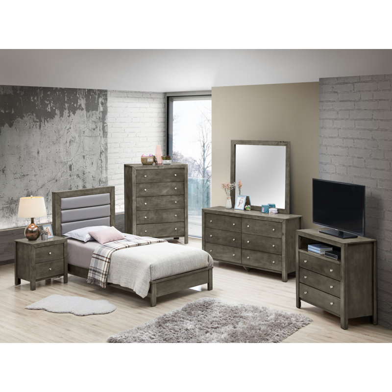 Lit simple gris élégant avec un design polyvalent