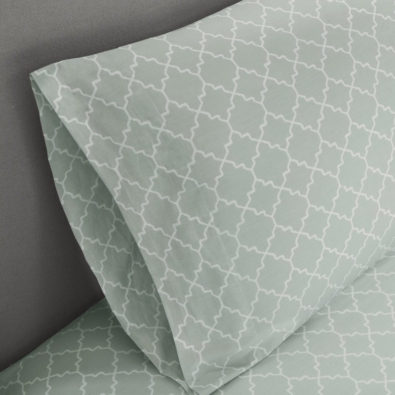 Ensemble d'édredon réversible en microfibre avec draps en coton Merritt, Édredon lit double et 8 pièces incluses, Gris/beige