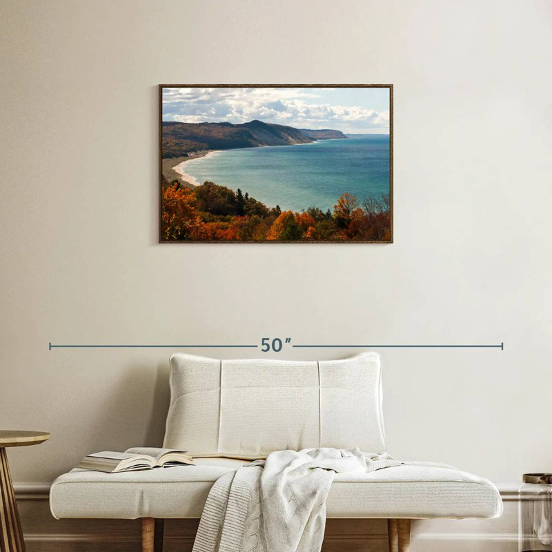 Dunes du lac Michigan, Cadre flottant noyer, 46 po x 31 po