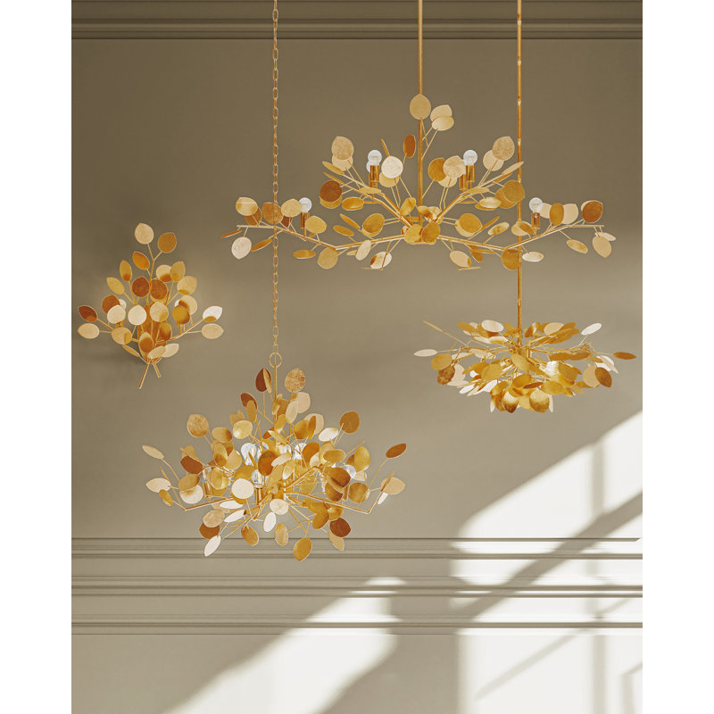 Lunaria 6 - Light Chandelier, Contemporary Silver Leaf