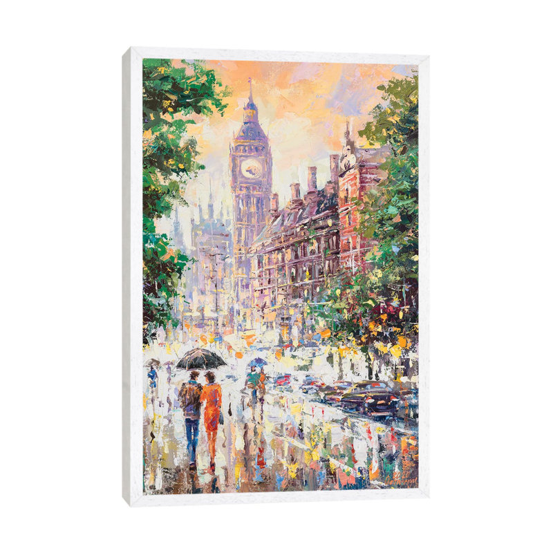 London by Andrej Ostapchuk - Painting on Canvas, White Framed, 101.6cm H x 66.04cm W x 3.81cm D