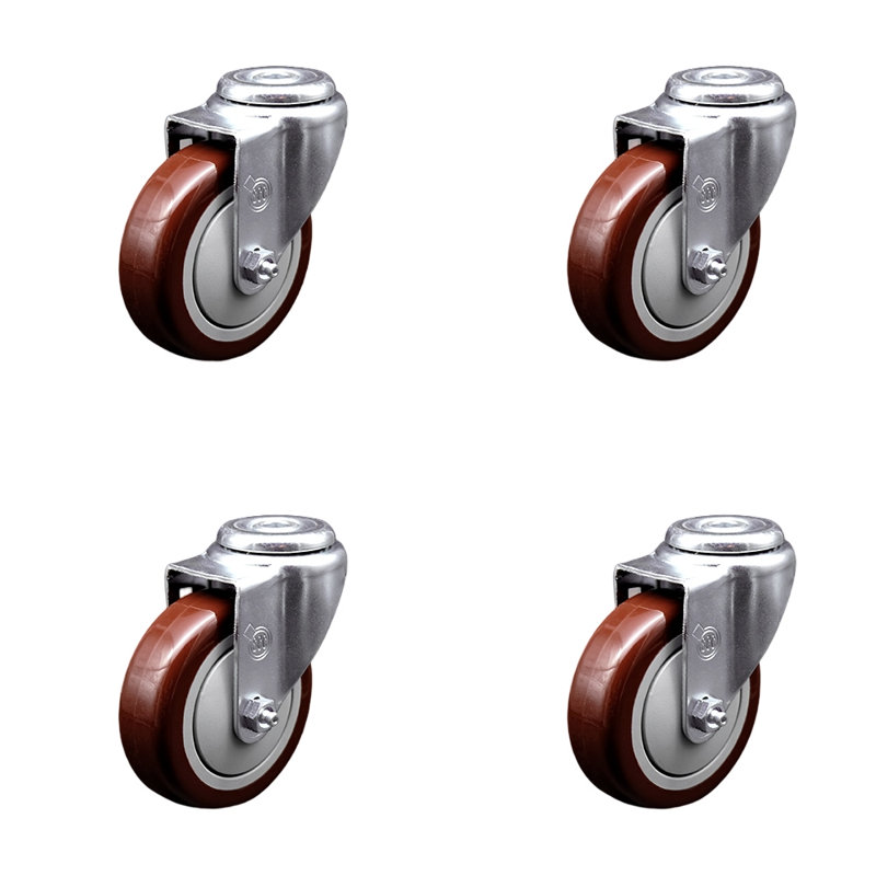 Ensemble de roulettes en polyuréthane SS, Marron