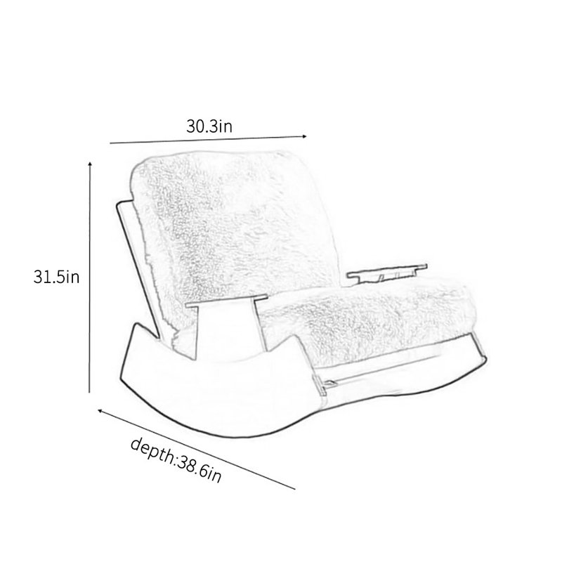 Chaise berçante européenne en bois massif, Blanc cassé