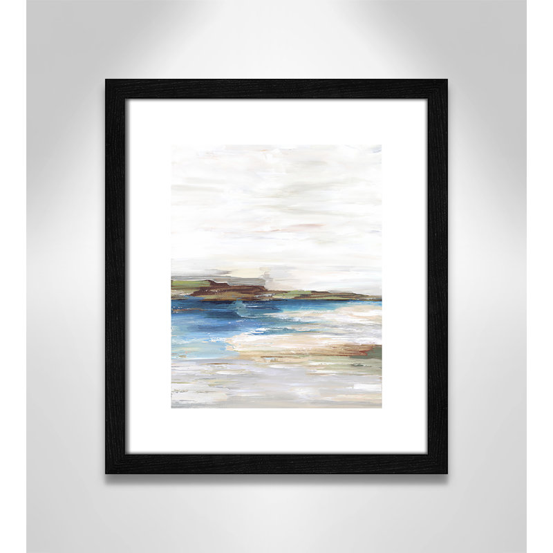 Distant Lands " Distant Lands II ", Black Wood Grain Framed Paper, 15" H x 13" W x 0.75" D