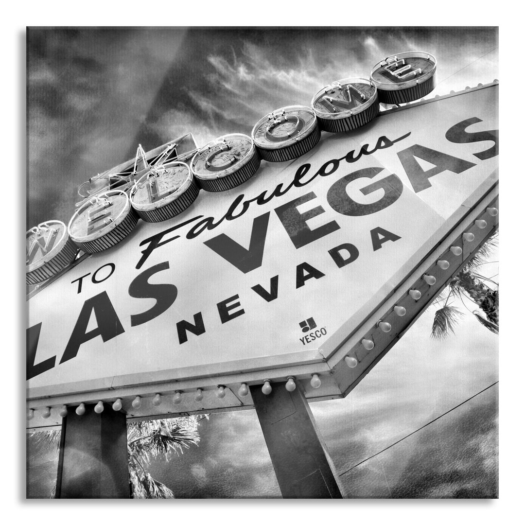 Glasbild Las Vegas, Retro Look